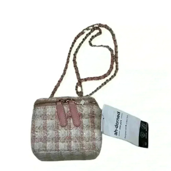 Ah-Dorned Pink Plaid Small Fragrance Bag with Crossbody Chain Zip Close - Picture 12 of 16
